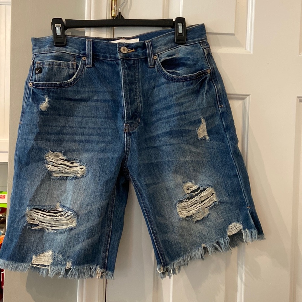 Women’s Kancan Denim Knee Length Cutoff Shorts